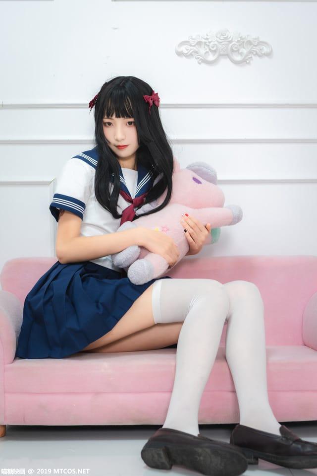 喵糖映画 – VOL.012 蓝白水手服[44P380M]-1