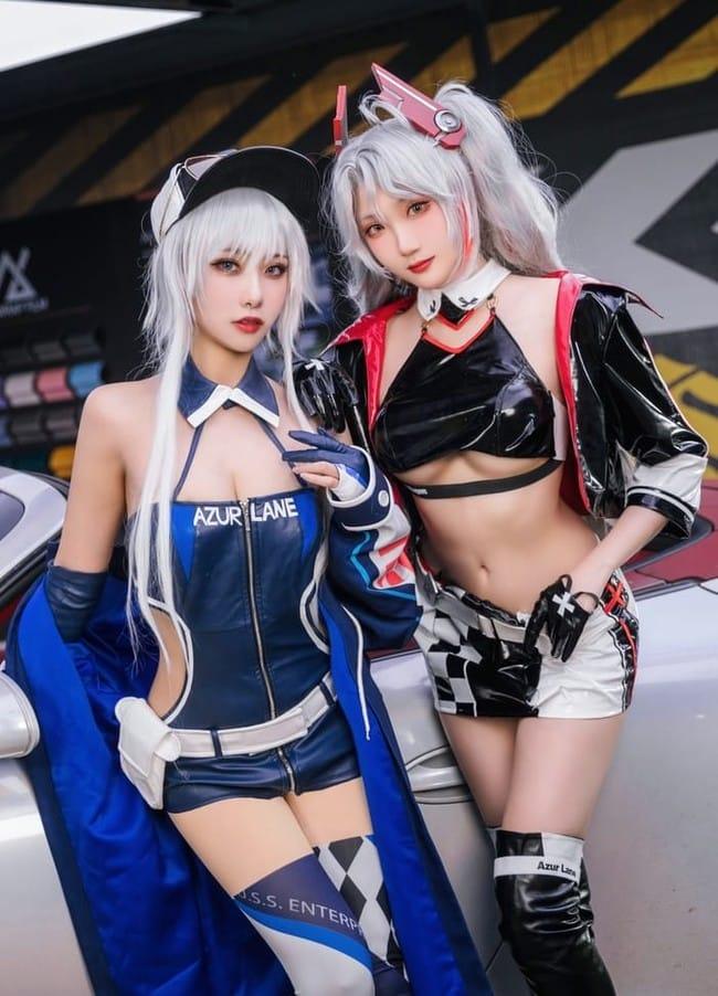 Momoko葵葵 NO.033 &瓜希酱 碧蓝航线 欧根&企业 赛车女郎 [58P-277M]-1